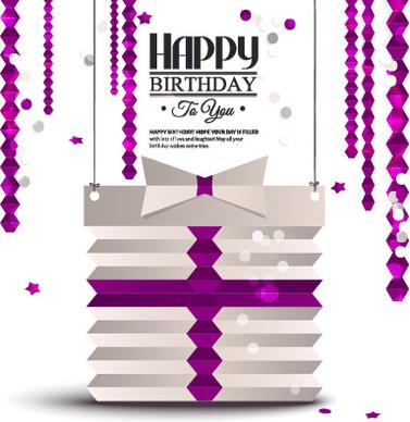 purple origami birthday card vector