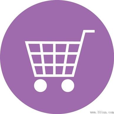 purple shopping cart icon vector