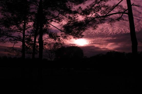 purple sunset at reed bingham state park georgia
