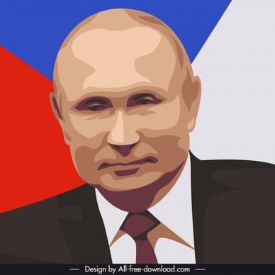 putin president portrait template russia flag backdrop cartoon sketch