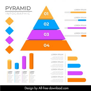 pyramid chart infographic template modern geometric shapes