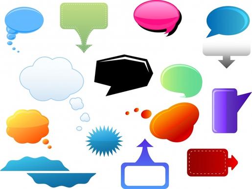 speech bubble icons colorful flat shapes
