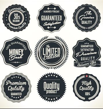 quality label with badge vintage style vector