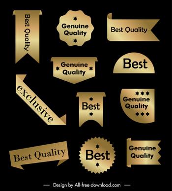 quality labels templates luxury shiny golden shapes
