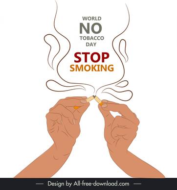 quit smoking banner dynamic smoke hands breaking cigarette sketch handdrawn classic 