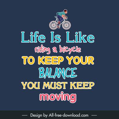 quotation poster template biking man sketch colorful texts