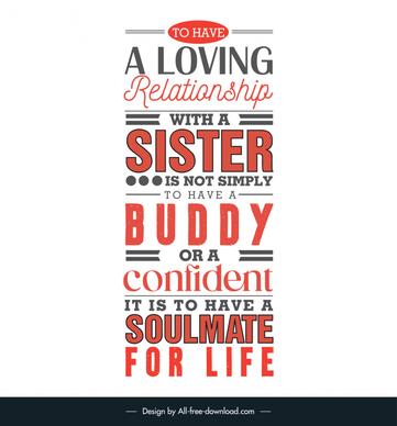 quotes for a sister poster template flat elegant texts layout 