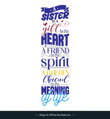quotes for a sister poster template modern vertical texts layout calligraphic hearts decor