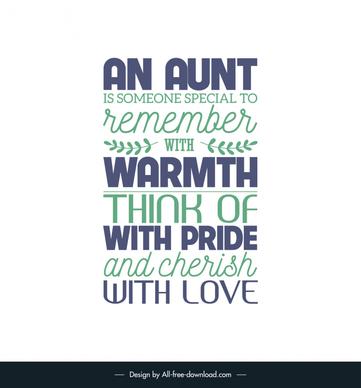 quotes for an aunt poster template elegant flat classical design leaf decor 