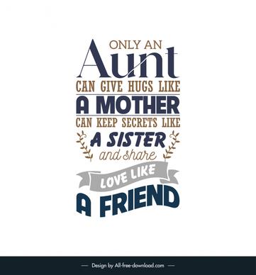 quotes for an aunt poster template elegant flat texts ribbon leaf decor 