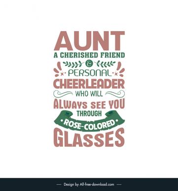 quotes for an aunt poster template symmetric classical texts leaf curves ribbon decor 
