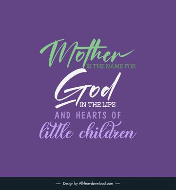 quotes for mom poster template flat  calligraphic texts decor 