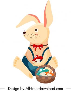 rabbit animal icon colored cartoon character stylized design