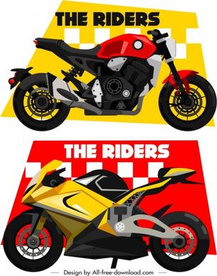race background templates motorbike icons sketch
