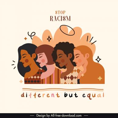  racial discrimination elimination banner flat classical cartoon