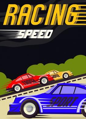 racing banner sports cars icons texts decoration
