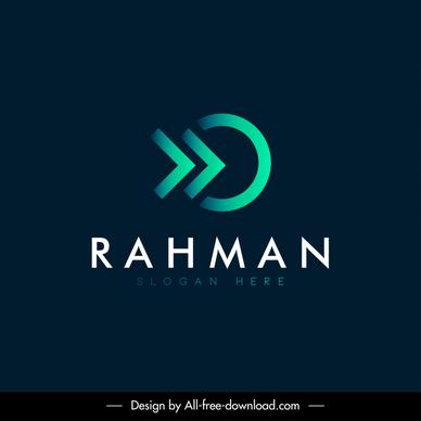rahman logo template elegant modern contrast arrows circle texts decor