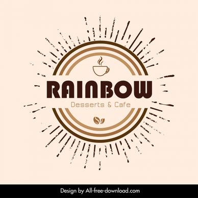 rainbow cafe logo template classical circle rays flat design