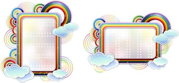 rainbow clouds cute vector border