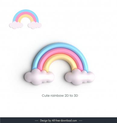   rainbow design elements elegant 3d