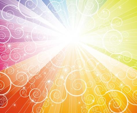 dazzling rays colorful background curves pattern decoration
