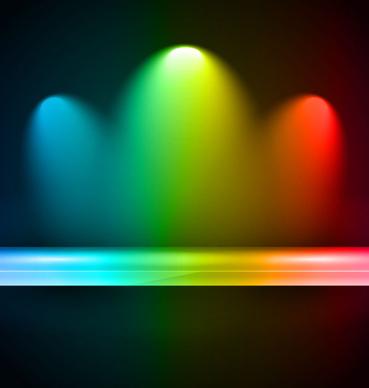 rainbow stage spotlights vector background