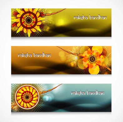 raksha bandhan celebration colorful headers vector