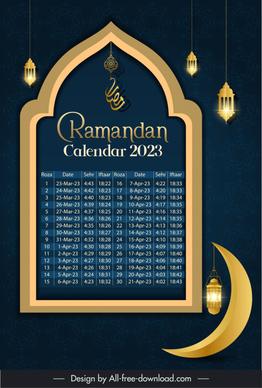 ramadan calendar 2023 template modern contrast