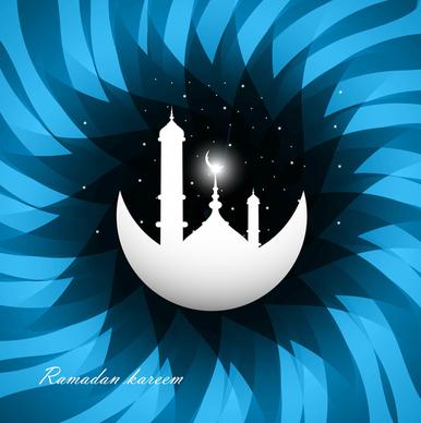 ramadan kareem bright blue colorful swirl wave vector