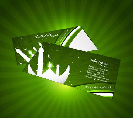 ramadan kareem bright green colorful stylish business card vector