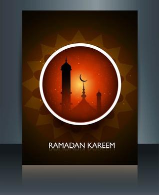 ramadan kareem mosque colorful template vector
