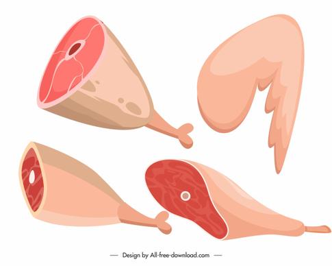 raw meat icons thigh wing sketch