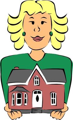 Real Estate Agent Holding House clip art