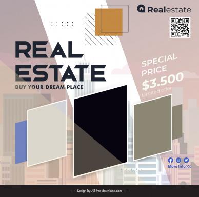 real estate banner template blurred architecture geometry decor
