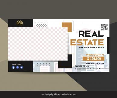 real estate banner template contrast checkered house decor