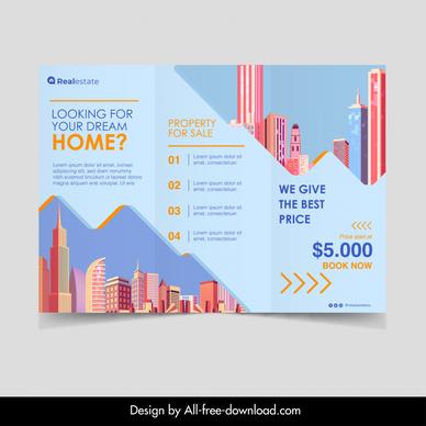 real estate brochure template modern city scene decor trifold design