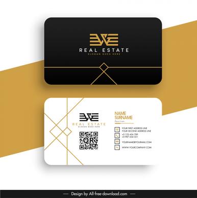 real estate business card template modern contrast geometric stylized texts decor