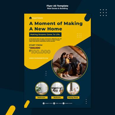real estate concept flyer template contrast modern realistic