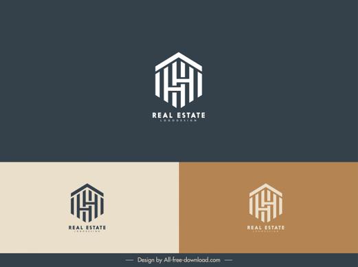 real estate logo template symmetric text house layout