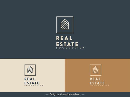 real estate logotype flat geometric design house sketch