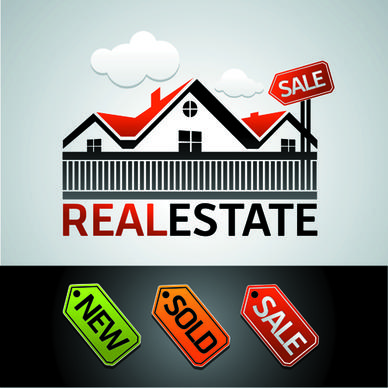 real estate sale with tags vector