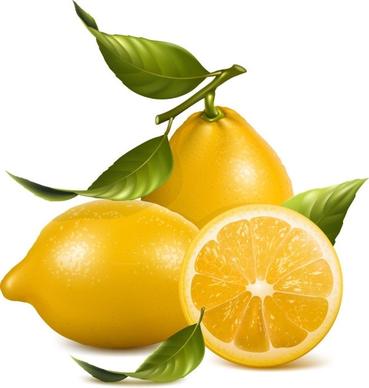 fresh lemon icons design yellow realistic design