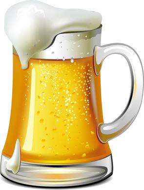 realistic beer and cups vector