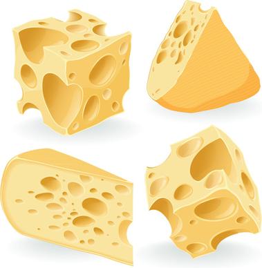 realistic cheese icons vector