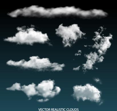 realistic clouds vector illustration set
