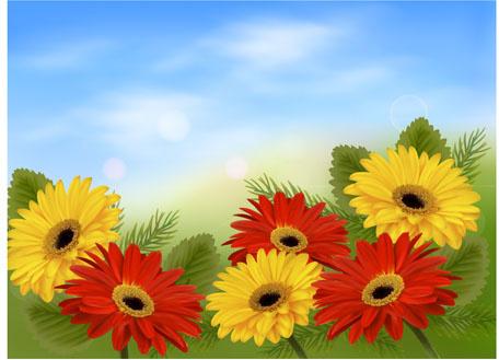 realistic flower design background art vector