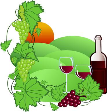 realistic grapes and wine design vector
