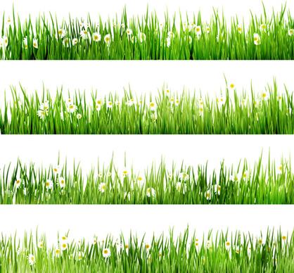 realistic grass borders design vector