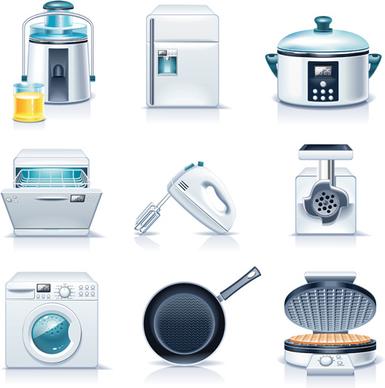 realistic household appliances vector illustration