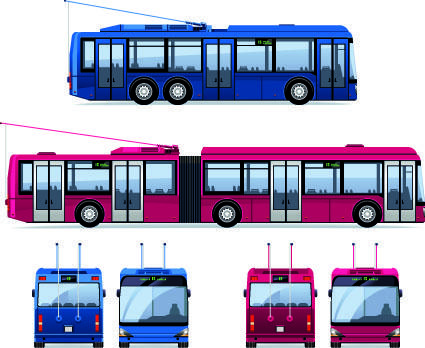 realistic trolleybus design vector